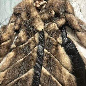 Luxurious Fur and Leather Women's Coat